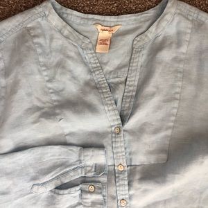 Sundance Pale Blue Linen Button Down
